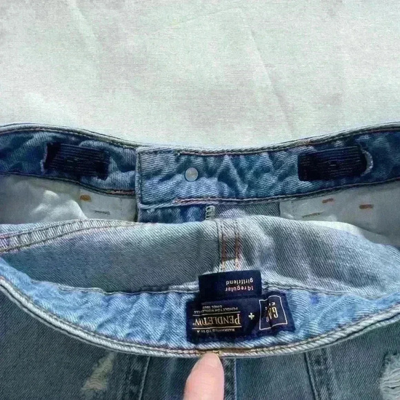 Girls Gap Collaboration Pendleton Girlfriend Jeans Size 14 Distressed Flannel - Picture 4 of 6